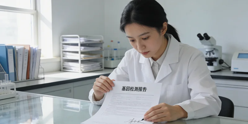 长葛居民与医生查看基因检测报告