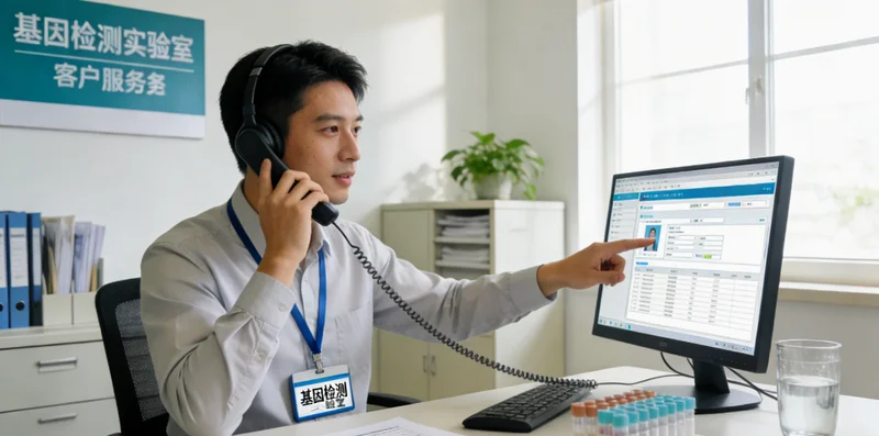 抚顺女性在诊室内与遗传咨询师进