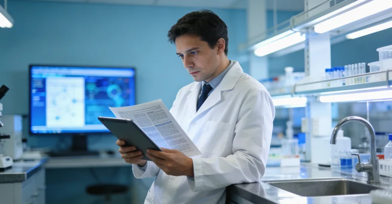 专业的基因检测实验室工作场景辉