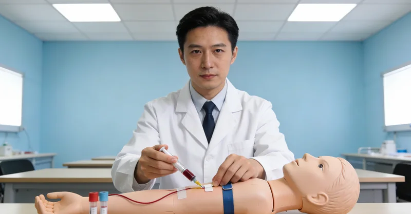 护士在阿盟诊所进行静脉血采集用