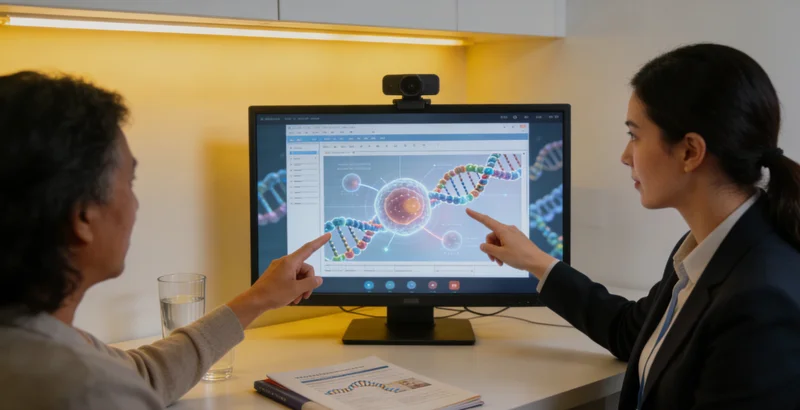 高平遗传咨询师为家庭讲解基因图