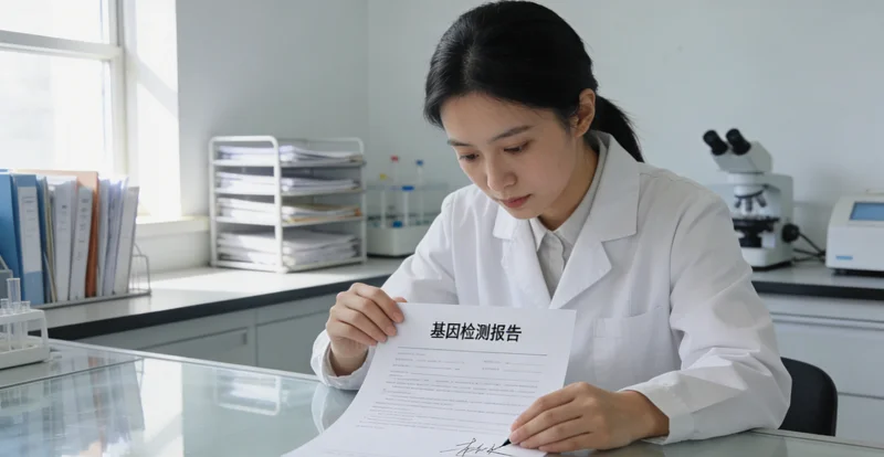 荣成市民查看基因检测报告并与医