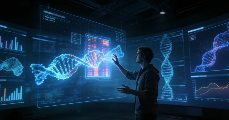 实验室技术员进行DNA数据分析