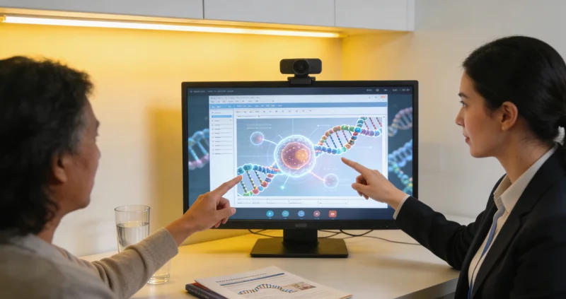 阿拉尔家庭与医生进行遗传报告解