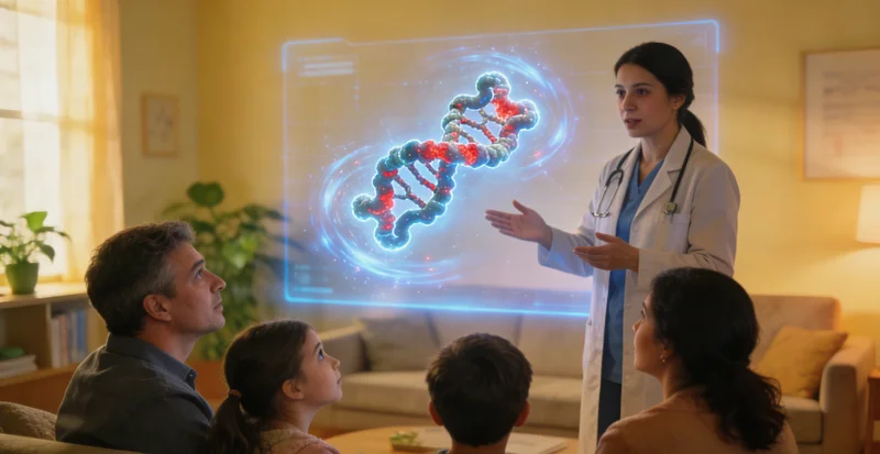 醴陵李女士与家人查看基因检测报