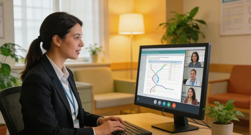 乐清家庭在遗传咨询室与专家进行