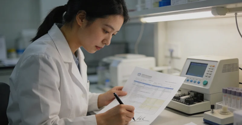 灵武市民在查看基因检测报告并与