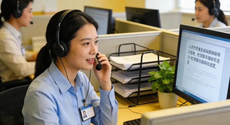 滕州居民与医生查看基因检测报告