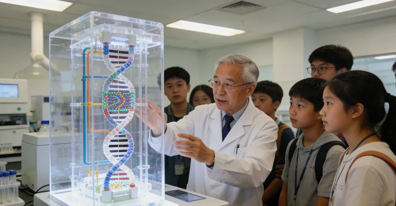 包头医生向患者讲解结肠镜模型