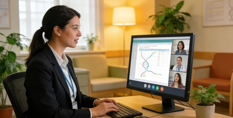 吴忠遗传咨询师在为家庭讲解家族