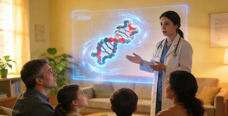 明光家庭进行遗传咨询场景