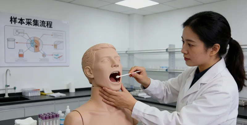 舟山居民进行无痛口腔拭子采样用