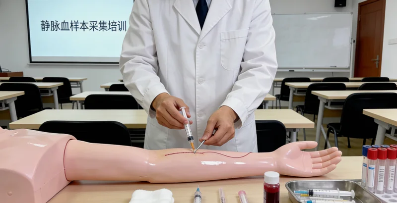 武安护士为患者进行静脉采血，用