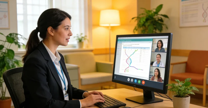 龙口遗传咨询师为家庭讲解基因图