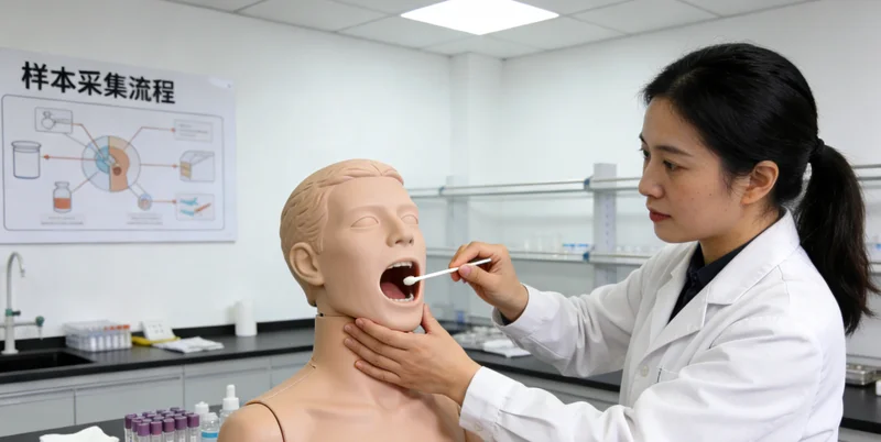 广汉市民接受无创口腔拭子采样进