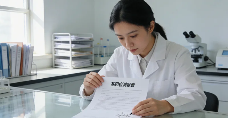 日照夫妇查看基因检测报告表情放