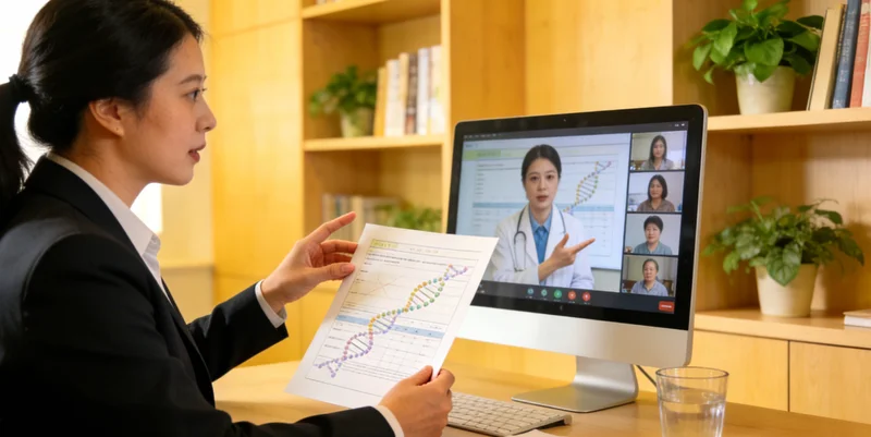 嵊州女性在医院进行遗传咨询场景