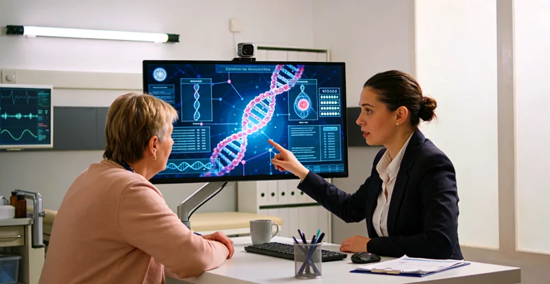 来宾遗传咨询师与女士进行基因检