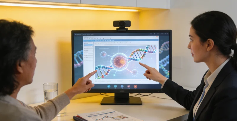 东莞女性在诊室与医生进行遗传咨