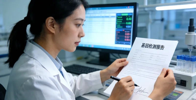 巩义女性查看基因检测报告表情疑