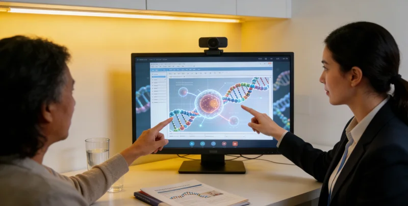 台山家庭与遗传咨询师在诊室沟通