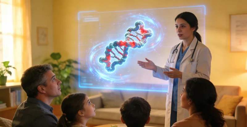 铁门关女性与遗传咨询师在诊室沟