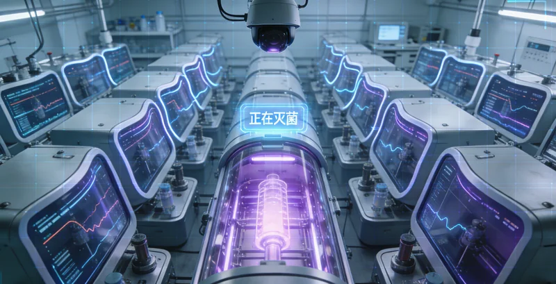 基因测序实验室技术人员进行数据