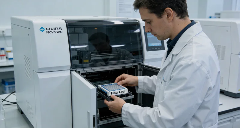 实验室技术人员操作基因测序仪分