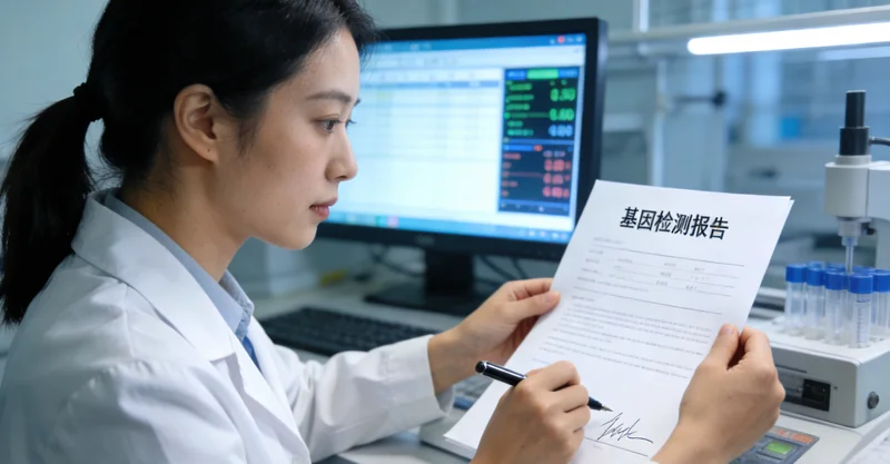 玉溪女士阅读基因检测报告，表情