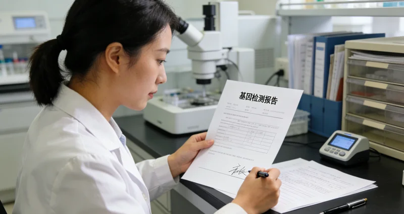 阿尔山女性查看基因检测报告并与