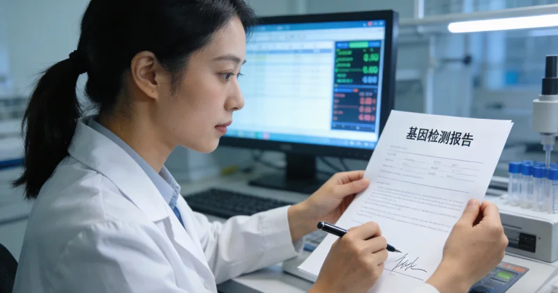桦甸患者与医生查看基因检测报告