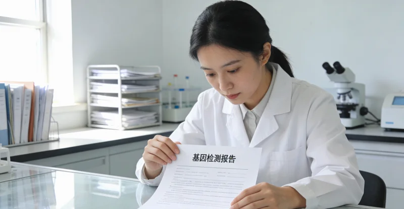 钦州女性与医生讨论基因检测报告