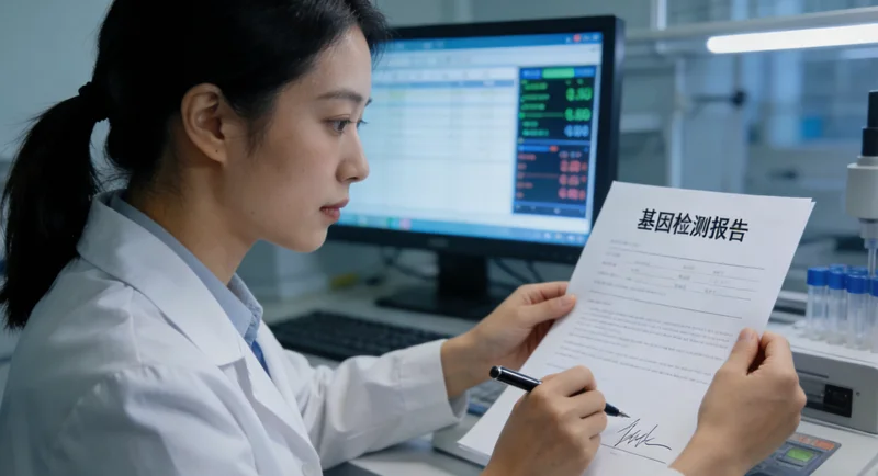 密山女性查看BRCA基因检测报