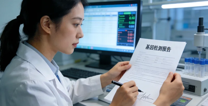 崇左医生与患者共同查看基因检测