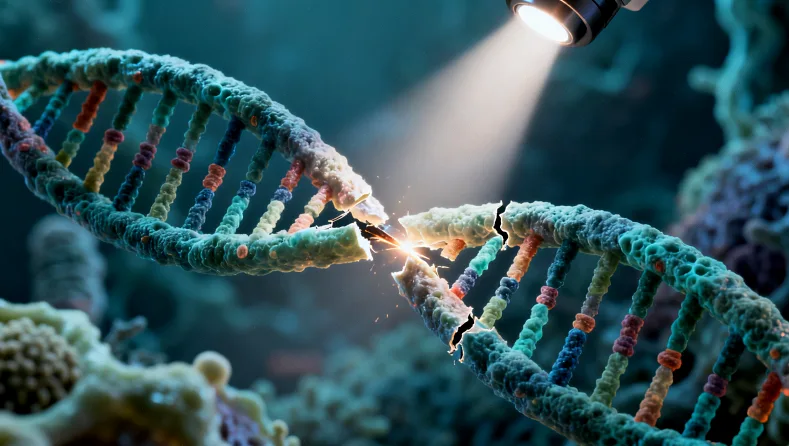 荧光显微镜下HER2基因信号图