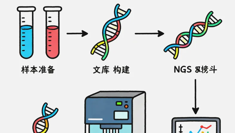 结肠镜筛查与基因检测概念结合图