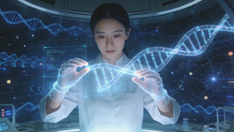 基因测序实验室内部工作场景