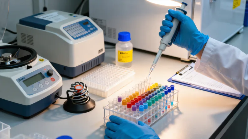 基因检测实验室内部高通量测序仪工作示意