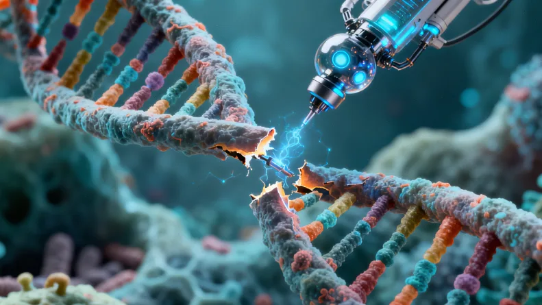 基因测序实验室内部高科技仪器工作场景