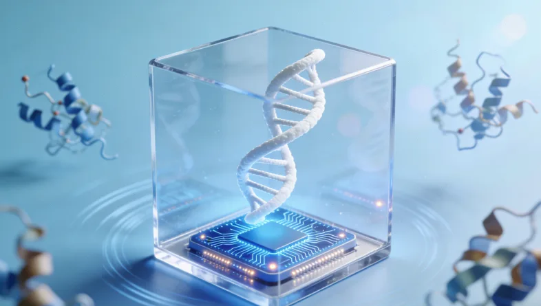 DNA双螺旋与纠错蛋白示意图