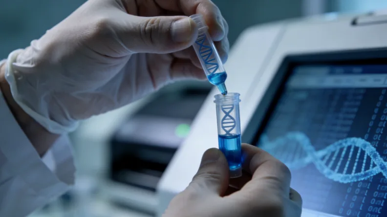 专业人员正在进行静脉血样本采集