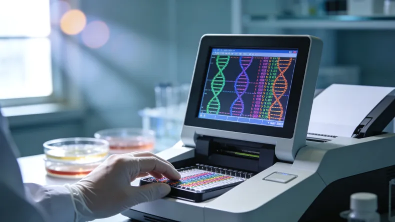 基因检测实验室内部高通量测序仪工作场景