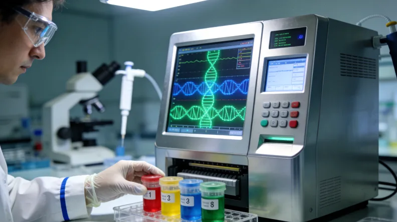 实验室技术人员正在进行基因测序操作