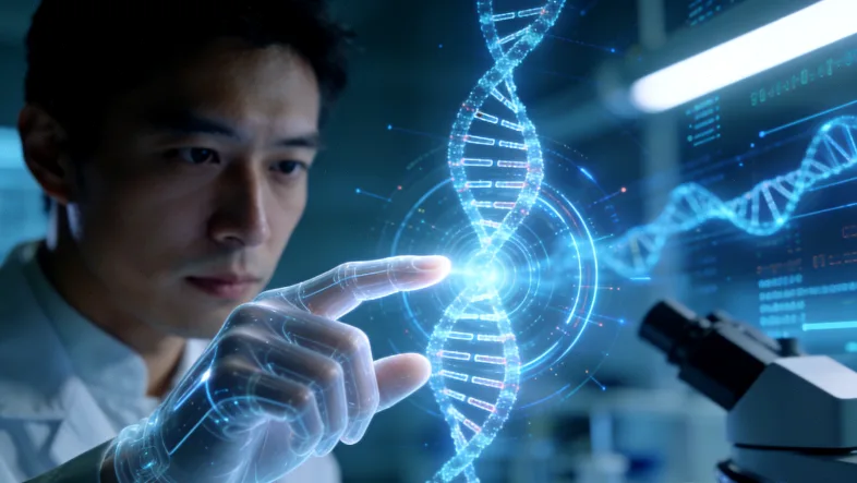 实验室技术人员在超净台处理血液检测样本