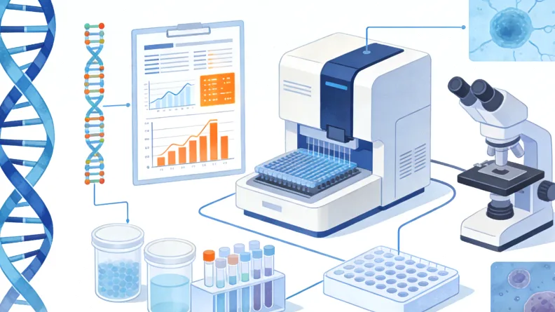 实验室技术人员正在进行高通量基因测序操作