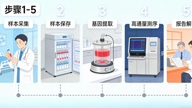 肉瘤基因检测核心流程示意图
