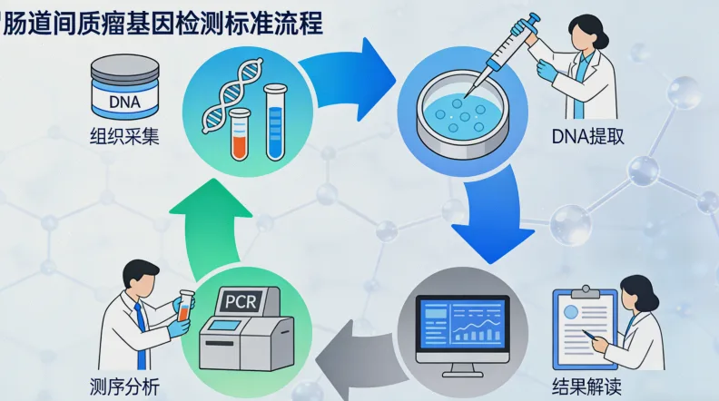 肠癌基因检测核心流程示意图