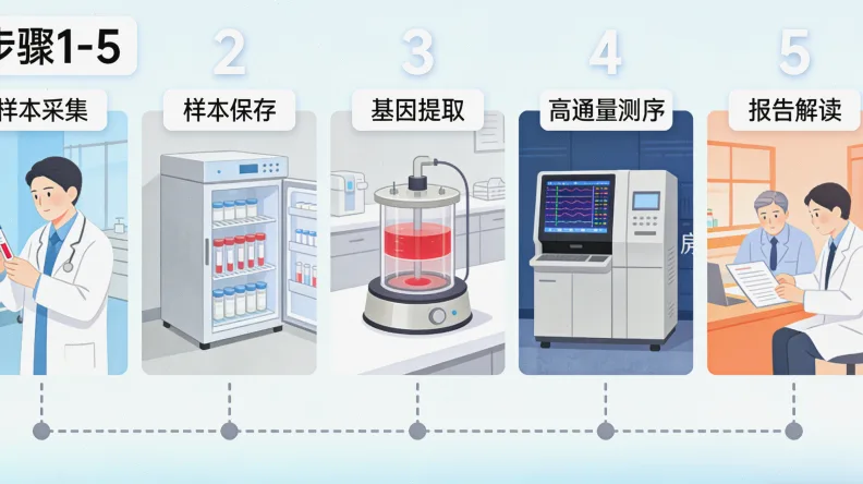 淋巴瘤基因检测核心流程示意图