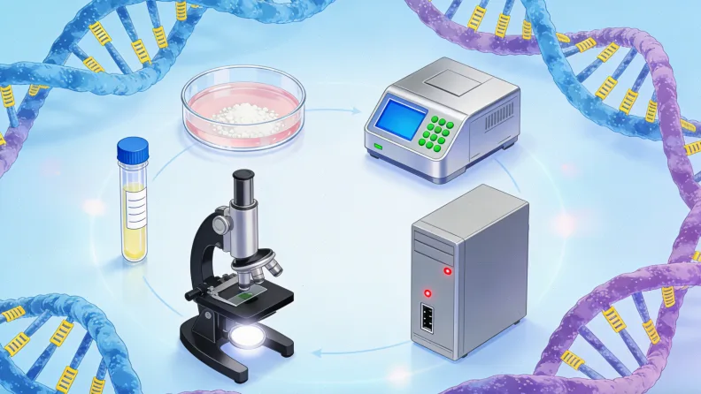 肠癌基因检测核心流程示意图