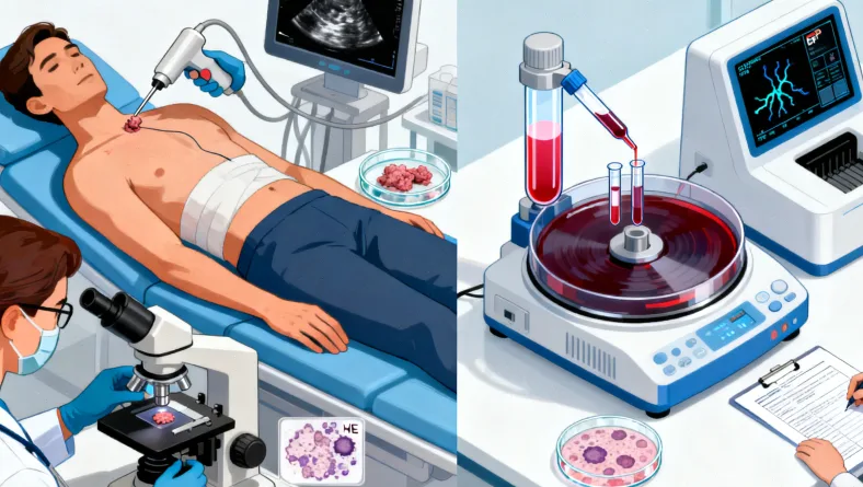 肿瘤组织样本（蜡块与白片）与血液样本对比示意图